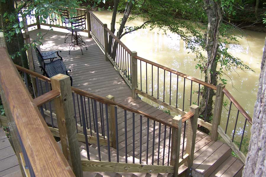 Waterfront decks and boat docks.